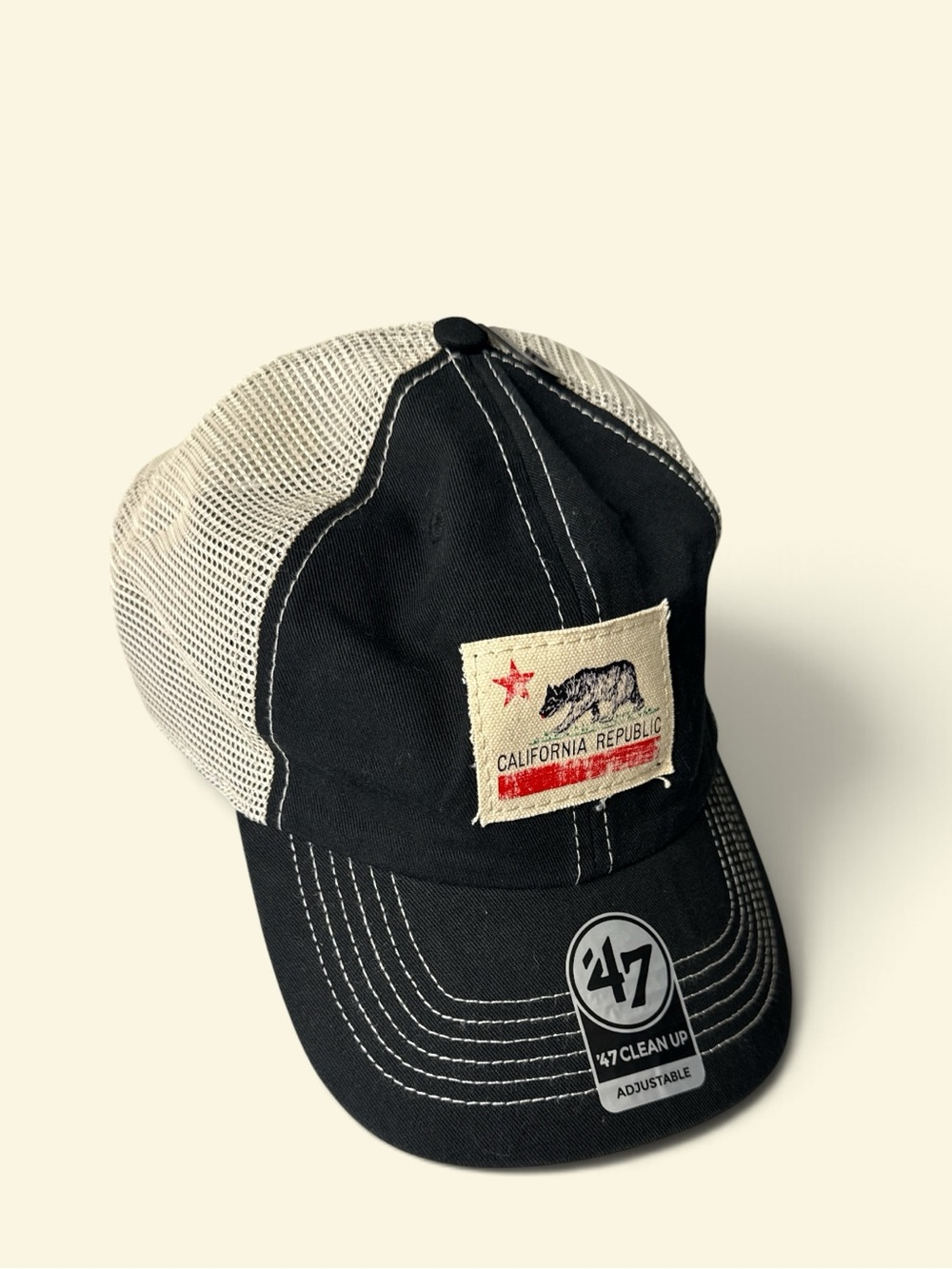 47 Black & Cream California Republic Mesh Trucker Hat